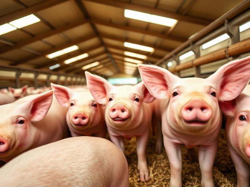 Healthy pigs in a modern swine barn